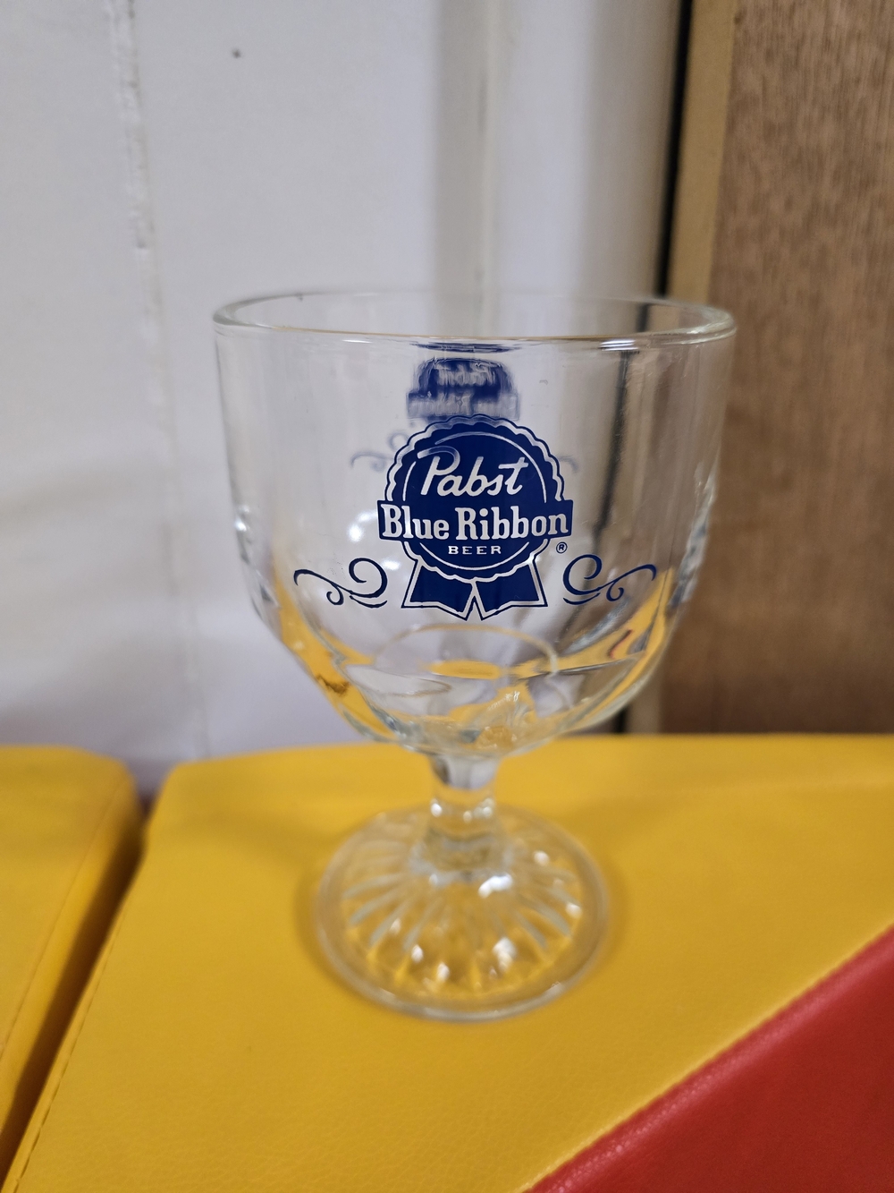 Vintage Pabst Blue Ribbon (PBR) Thumbprint Glass Goblet